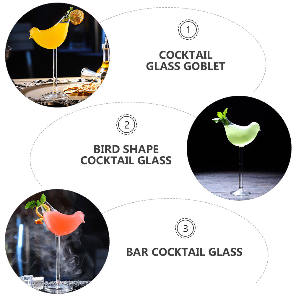 Rosarivae Bird Shape Cocktail Glass Goblets 2Pcs