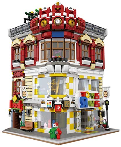 Toy Store and BookShop Building Blocks 2 in 1 Three Storeys City Street View Series Construction Compatible with Lego