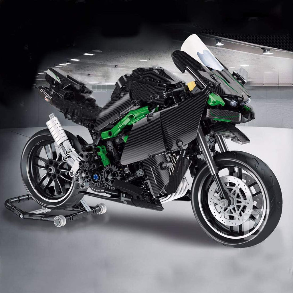Lego motorcycle Kawasaki ninja H2R motorcycle difficult mechanical model  MOC series assembled building blocks toy male