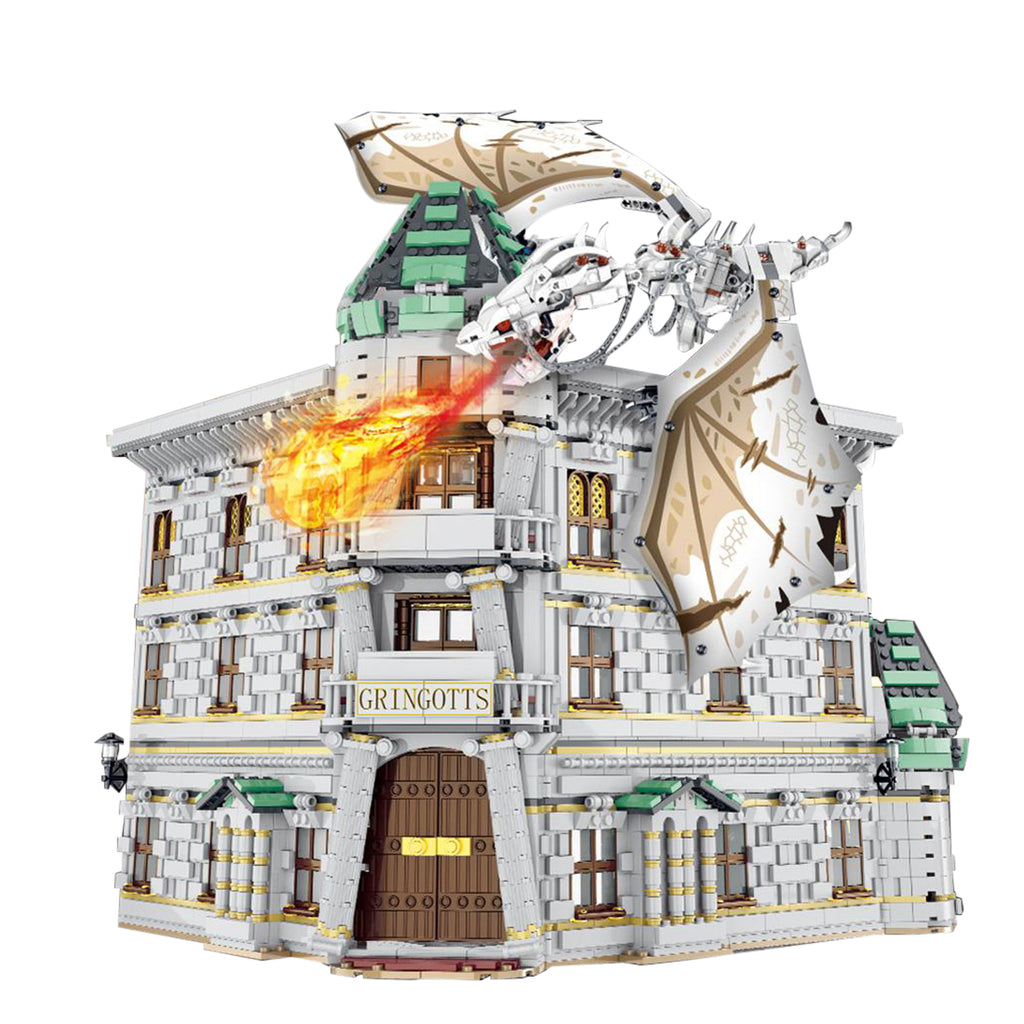 4199Pcs StreetView Series Diagon Alley Bank Model MOC Building Blocks Toys - White